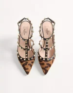 Valentino Rockstud Pumps With Straps In Pony-Effect Calfskin 100Mm - Image 5